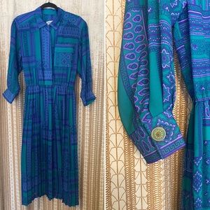 VINTAGE PATTERNED PLEATED DRSSS